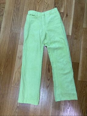 Vintage Pastel Light Green Linen Blend Pants